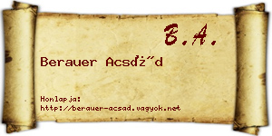 Berauer Acsád névjegykártya